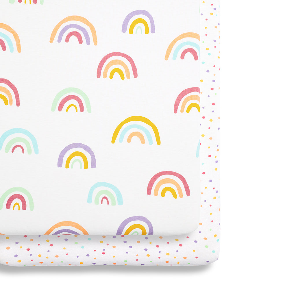 Bassinet 2 Pack Fitted Sheets - Multi Rainbow