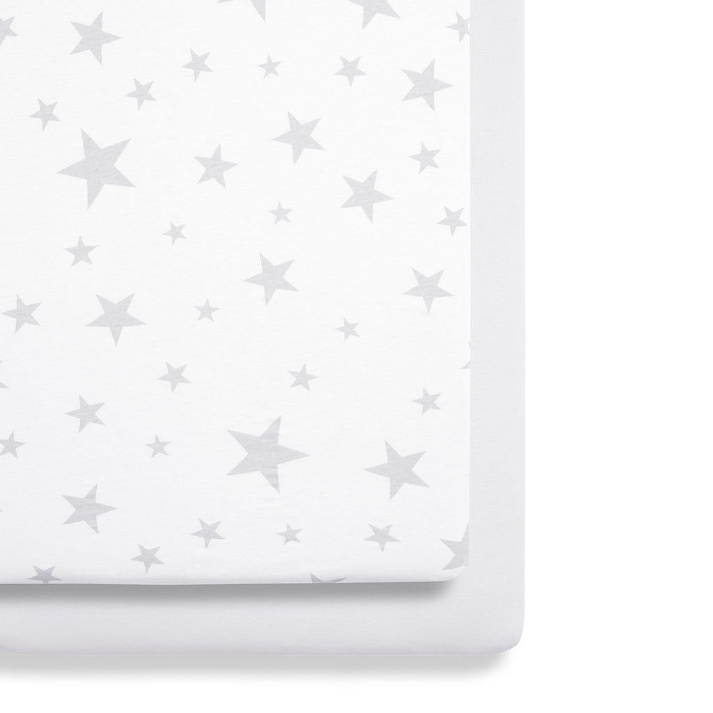Bassinet 2 Pack Fitted Sheets - Gray Star