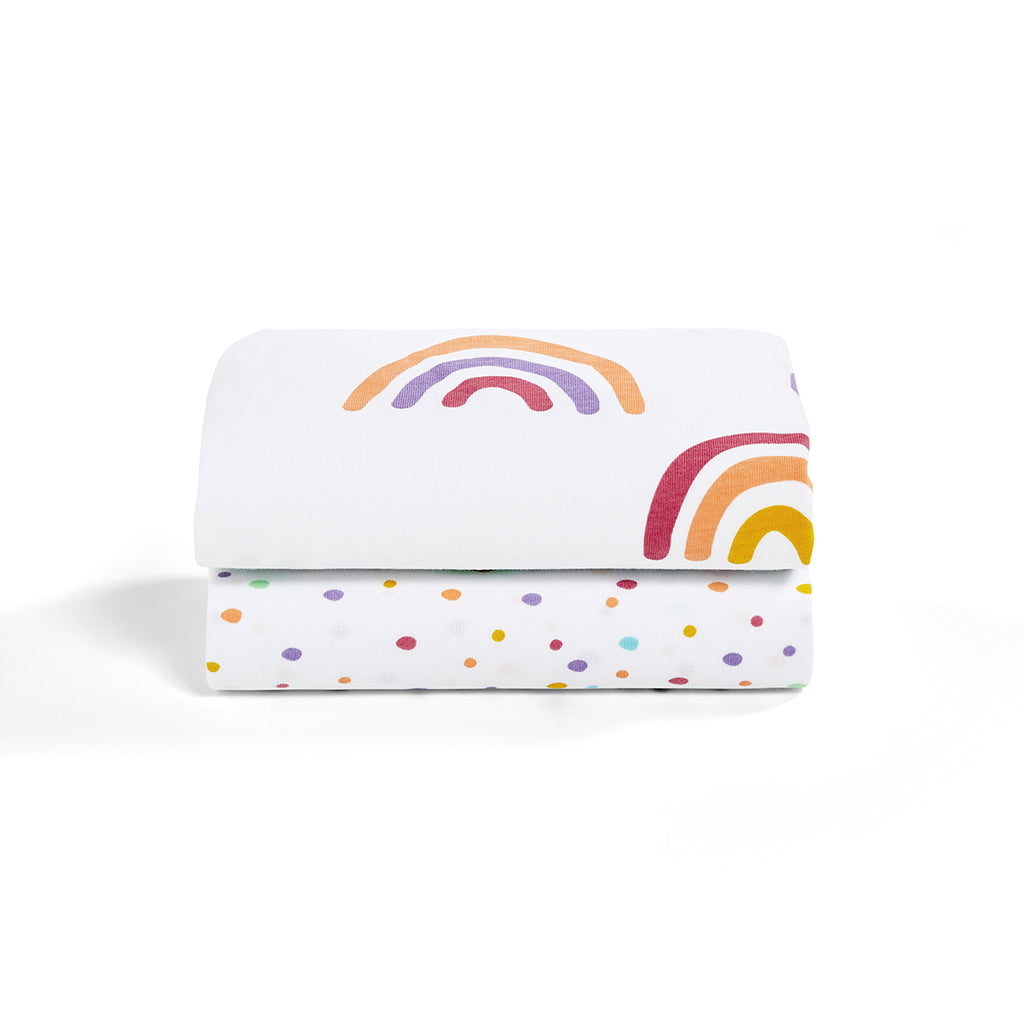 Bassinet 2 Pack Fitted Sheets - Multi Rainbow
