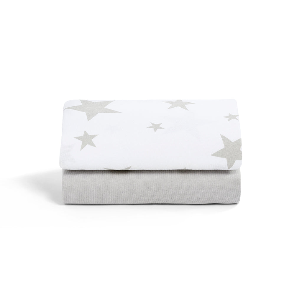 Bassinet 2 Pack Fitted Sheets - Gray Star