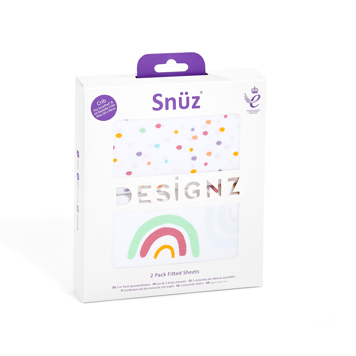 Snuz Twin Pack Sheets - Crib Multi Rainbow