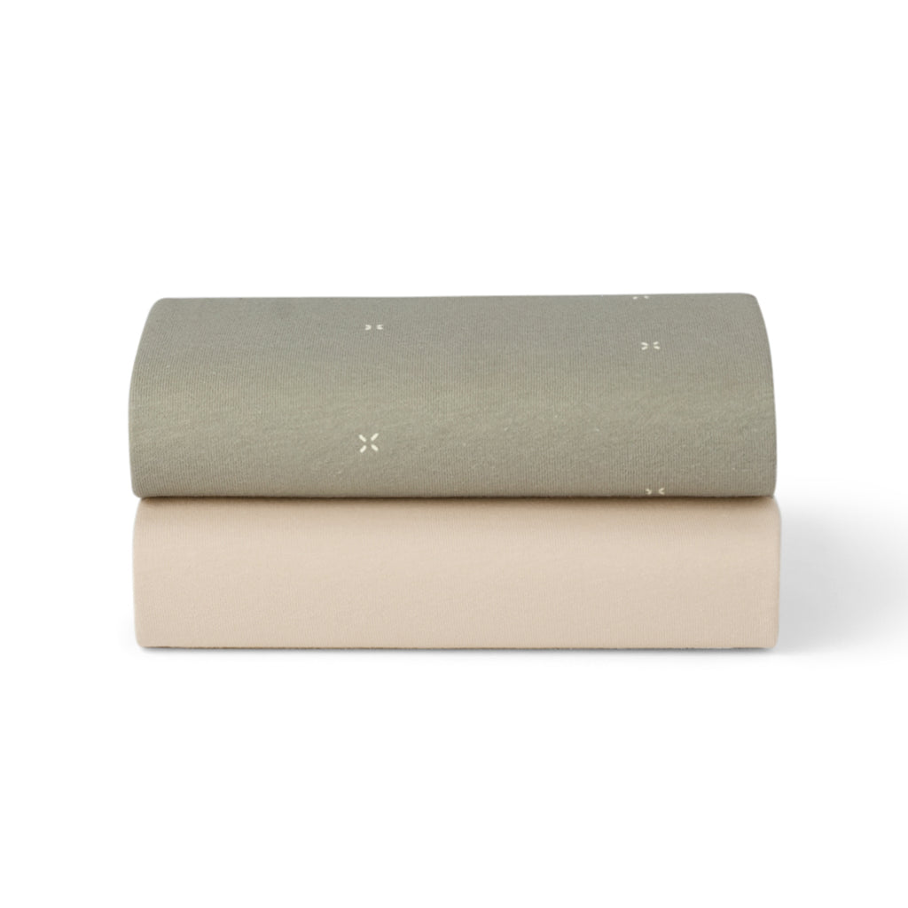 Bassinet 2 Pack Fitted Sheets - Sage Cross