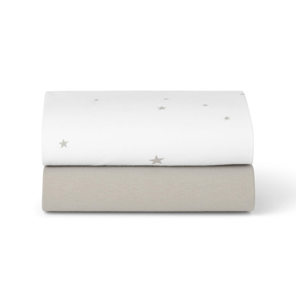 Bassinet 2 Pack Fitted Sheets - White Star