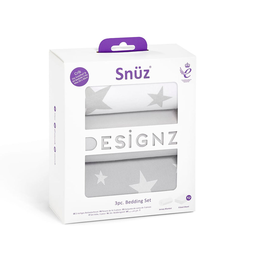 Bassinet 3 Pack Fitted Sheets - Gray Star