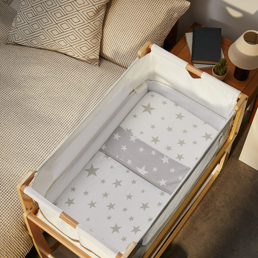 Bassinet 3 Pack Fitted Sheets - Gray Star