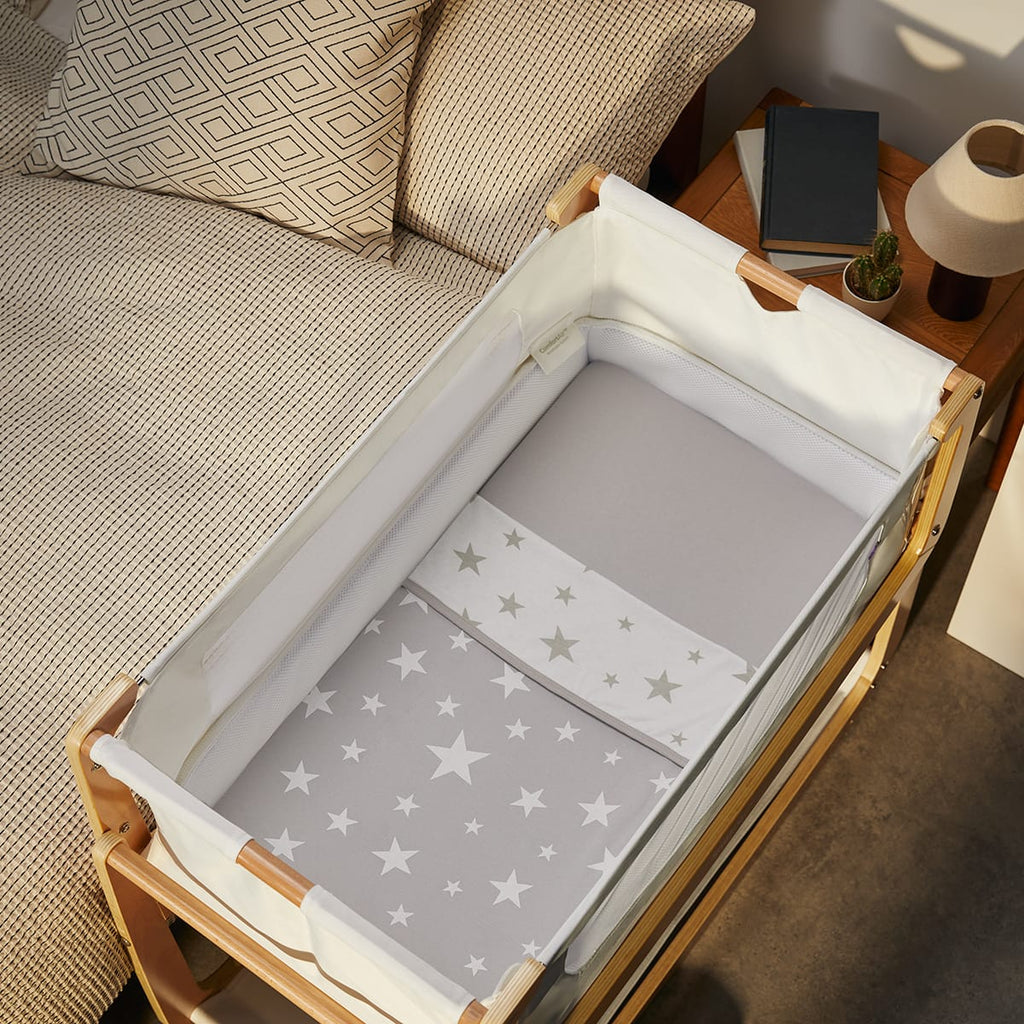 Bassinet 3 Pack Fitted Sheets - Gray Star