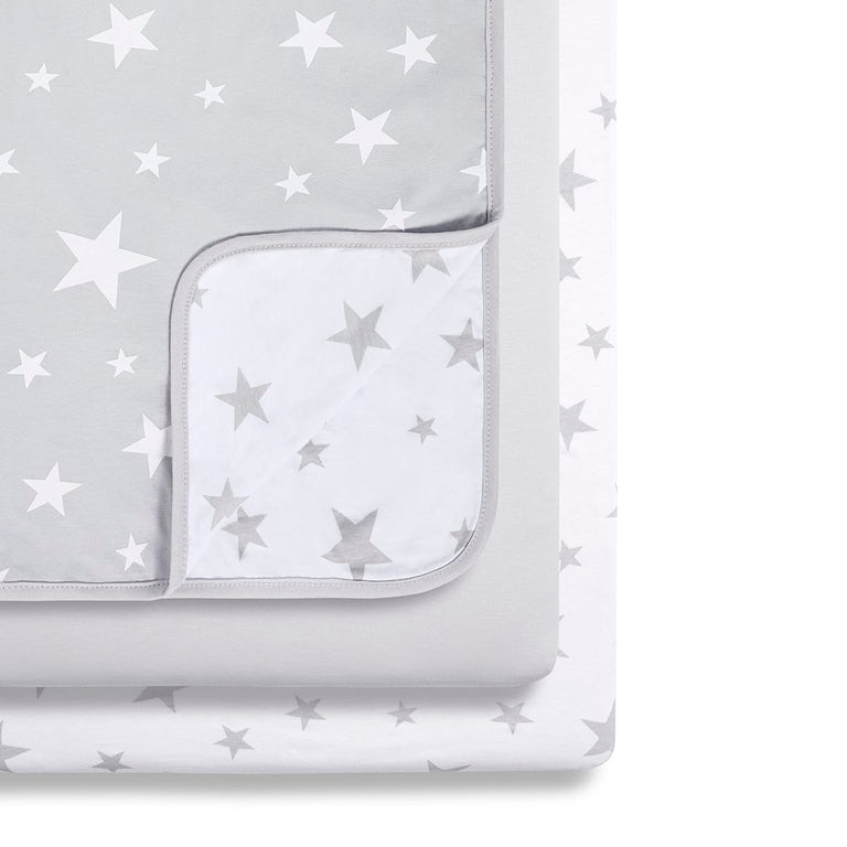 Bassinet 3 Pack Fitted Sheets - Gray Star