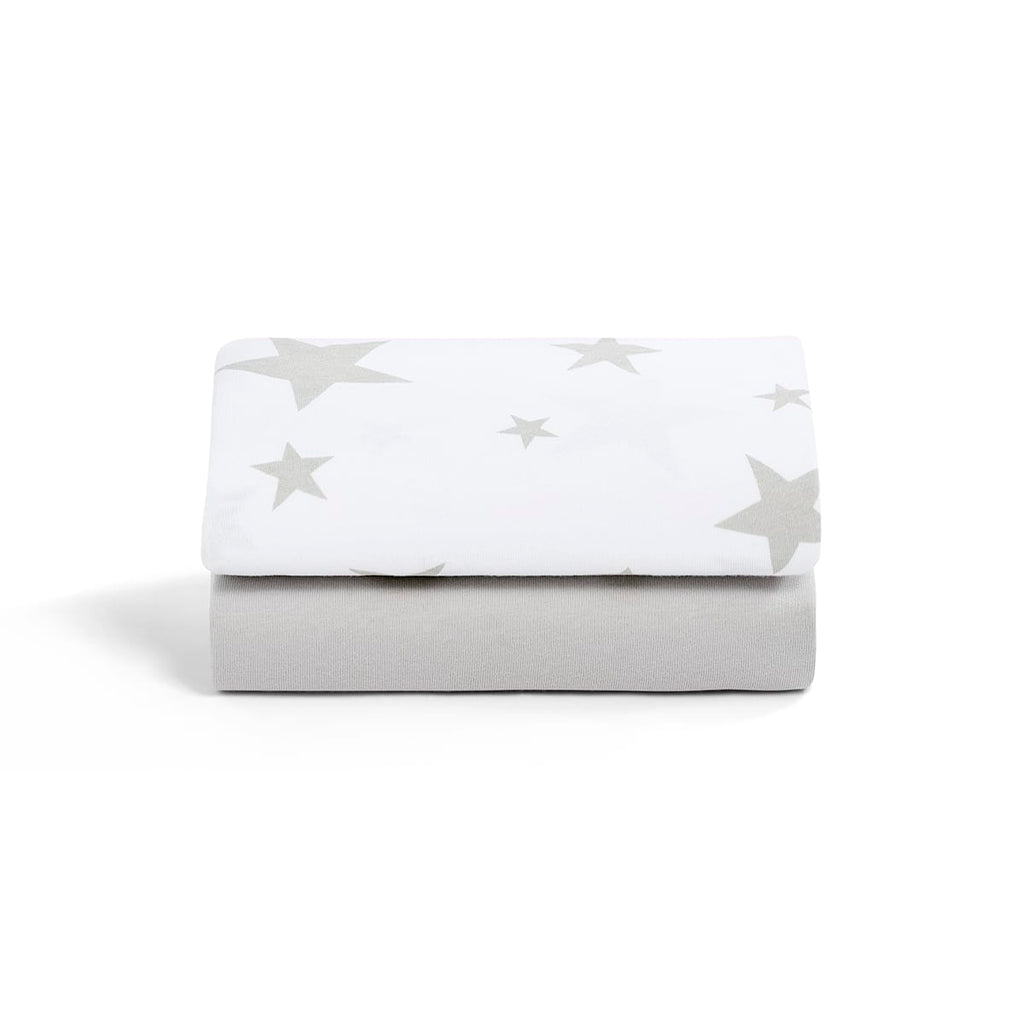Bassinet 2 Pack Fitted Sheets - Gray Star