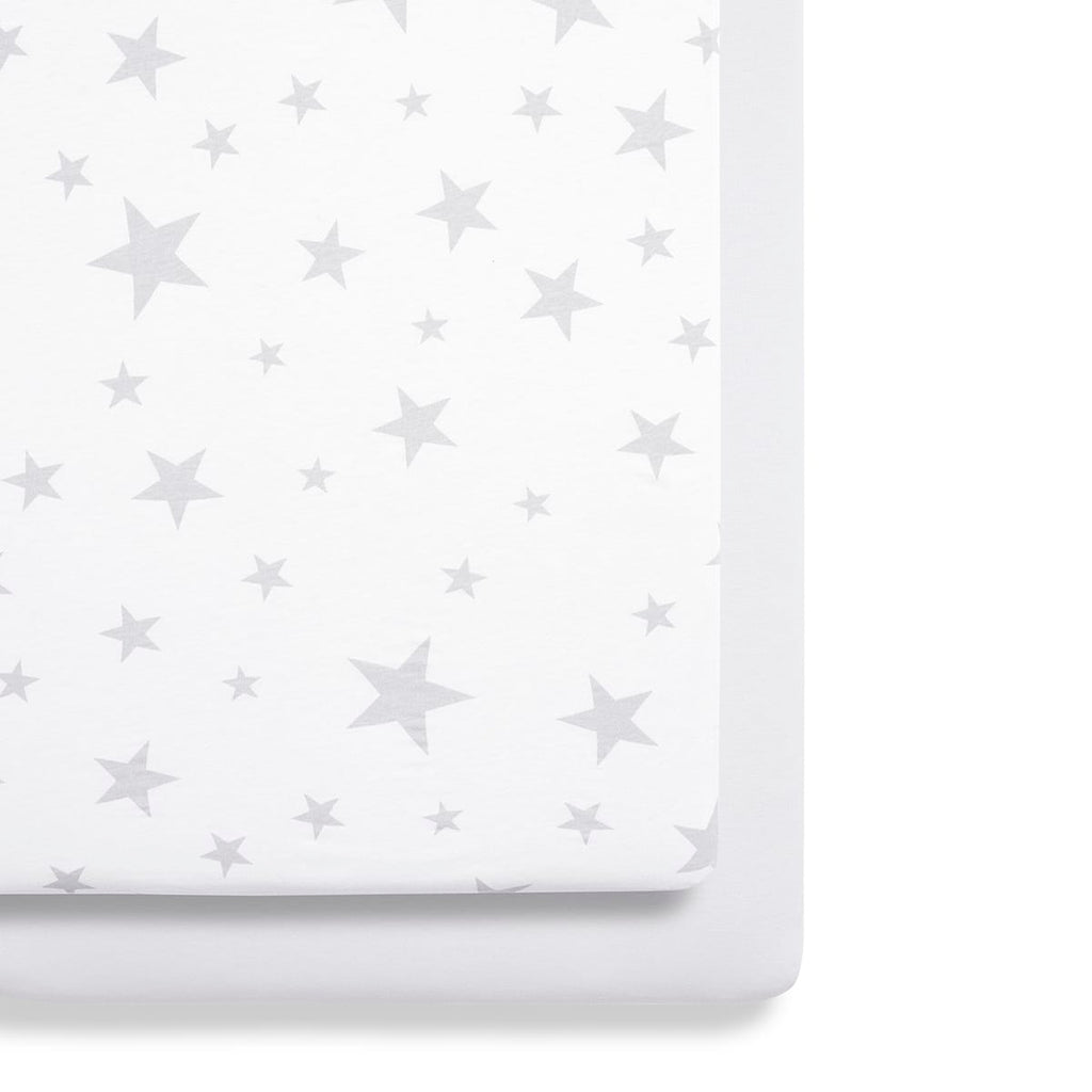Bassinet 2 Pack Fitted Sheets - Gray Star