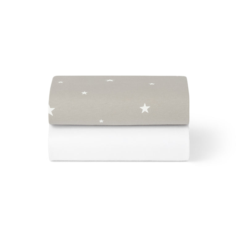 Bassinet 2 Pack Fitted Sheets - Gray Star