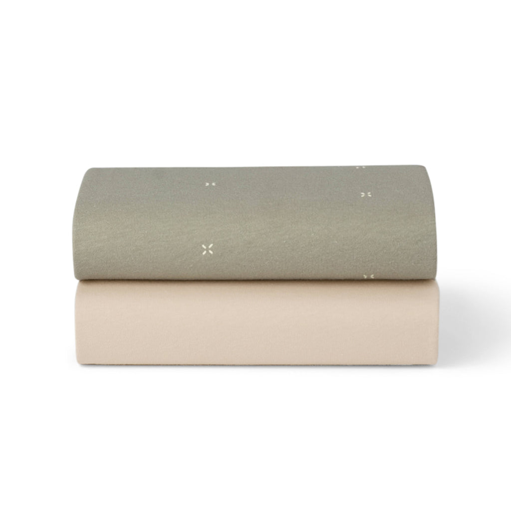 Bassinet 2 Pack Fitted Sheets - Sage Cross