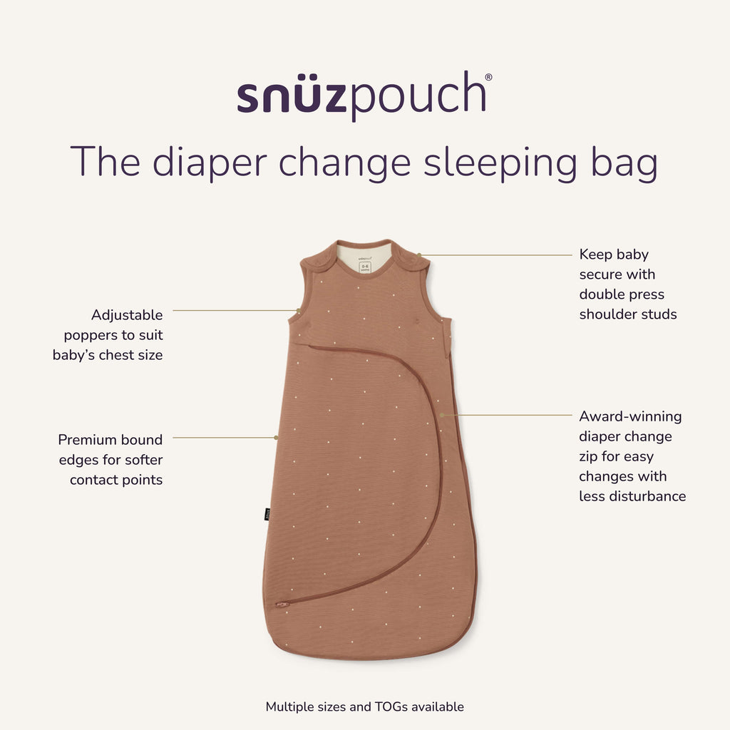 SnuzPouch 0-6 months, 2.5 Tog Sleeping Bag - Blush Dot