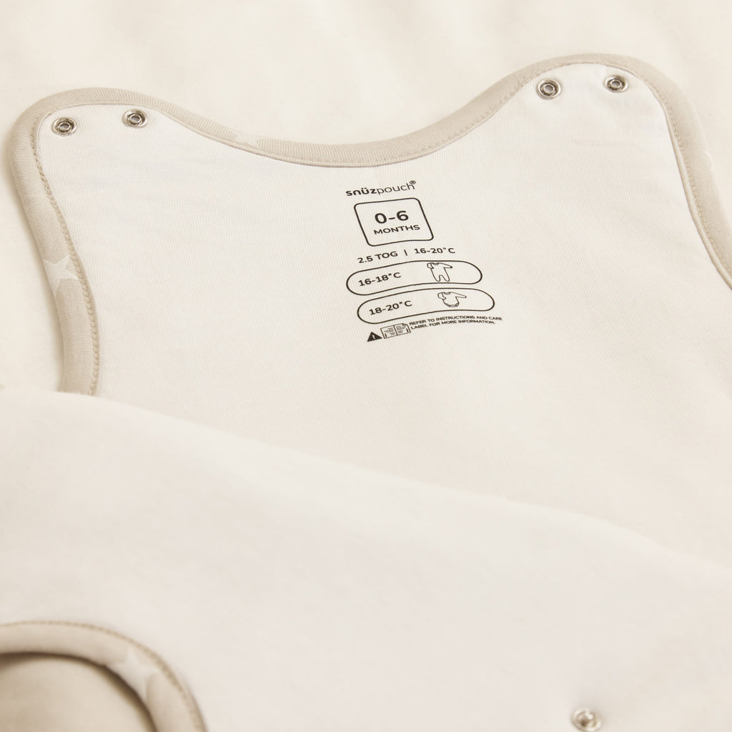 SnuzPouch 6-18 months, 1.0 Tog Sleeping Bag - Sand Cloud