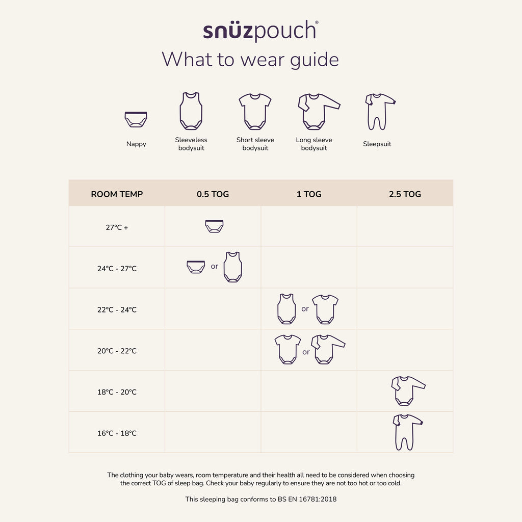 SnuzPouch 6-18 months, 1.0 Tog Sleeping Bag - Sand Cloud